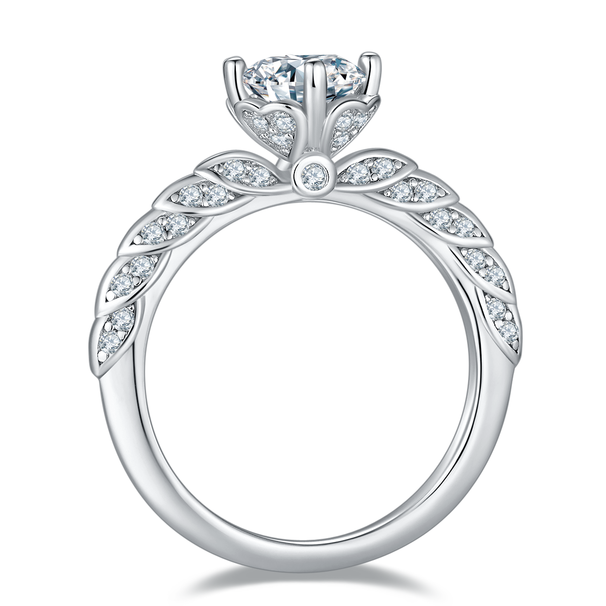 1.0 CT D Color Moissanite Wedding Vow Ring in White Gold Plated Sterling Silver#6