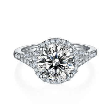 3.0 CT D Color Bezel Set Moissanite Split Shank Ring in White Gold Plated Sterling Silver#5