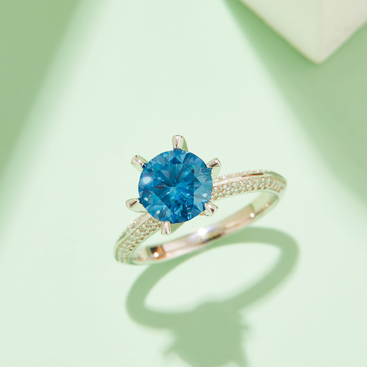 2.0 CT D Color Moissanite Majestic Ring in White Gold Plated Sterling Silver#10