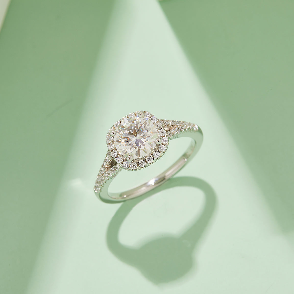 1.5 CT D Color Square Bezel Set Moissanite Split Shank Ring in White Gold Plated Sterling Silver#7