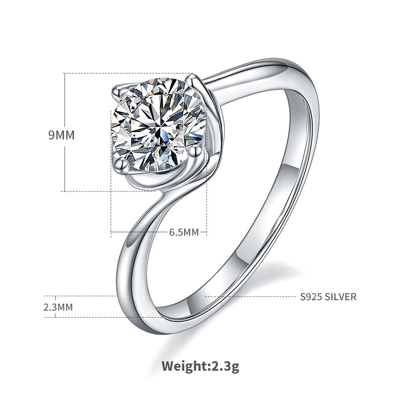 1.0 CT D Color Moissanite Flower Bud Twisted Shank Ring in White Gold Plated Sterling Silver#4