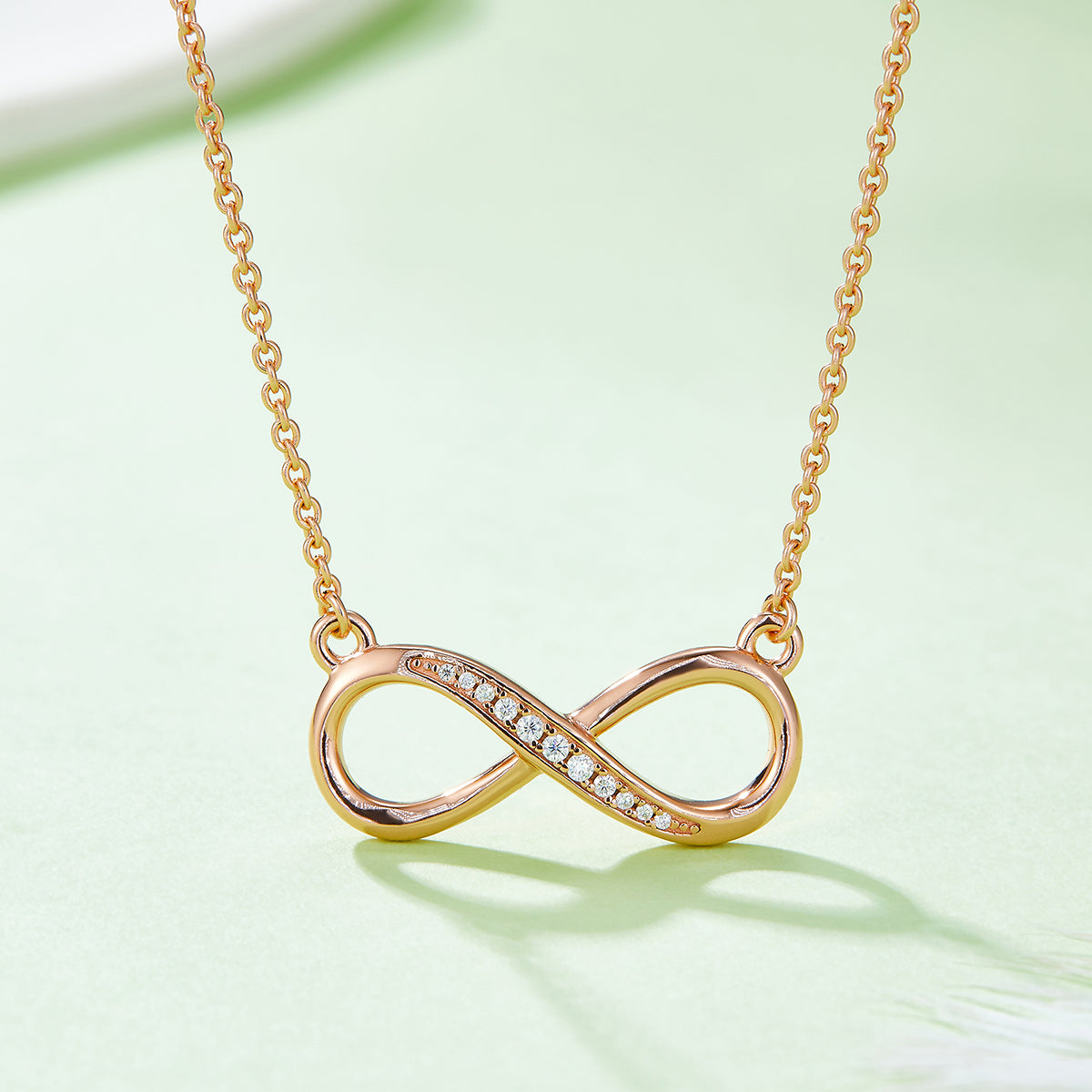 0.1 CT D Color Moissanite Melee Minimalist Infinity Love Pendant in Sterling Silver#7