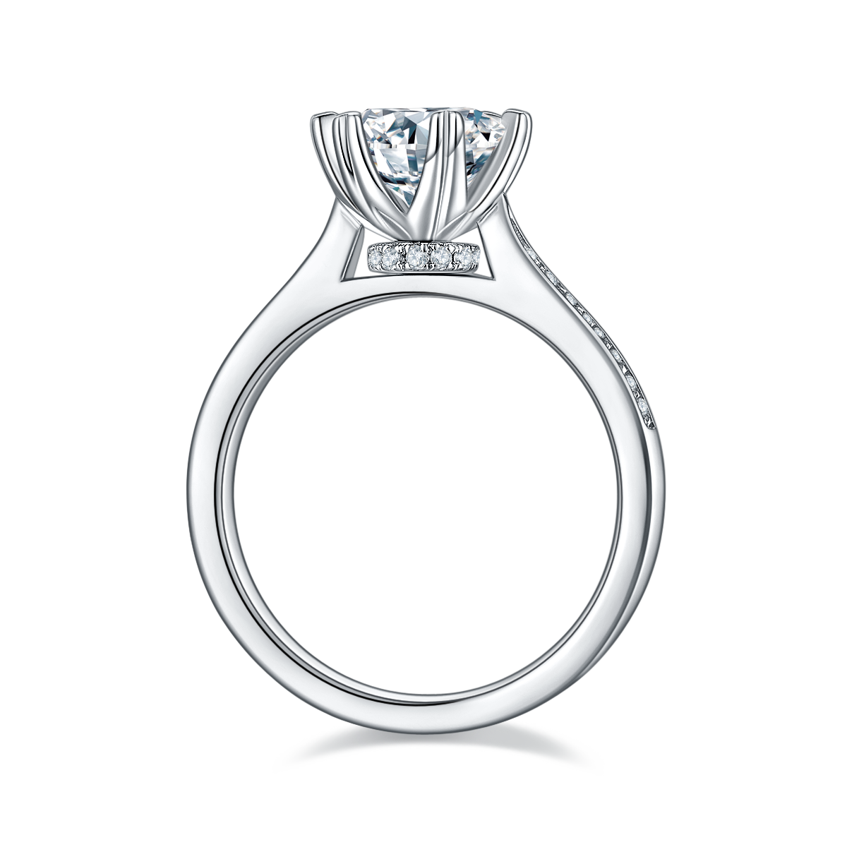1.5 CT D Color Moissanite Spinning Fortune Custom Ring in White Gold Plated Sterling Silver#6