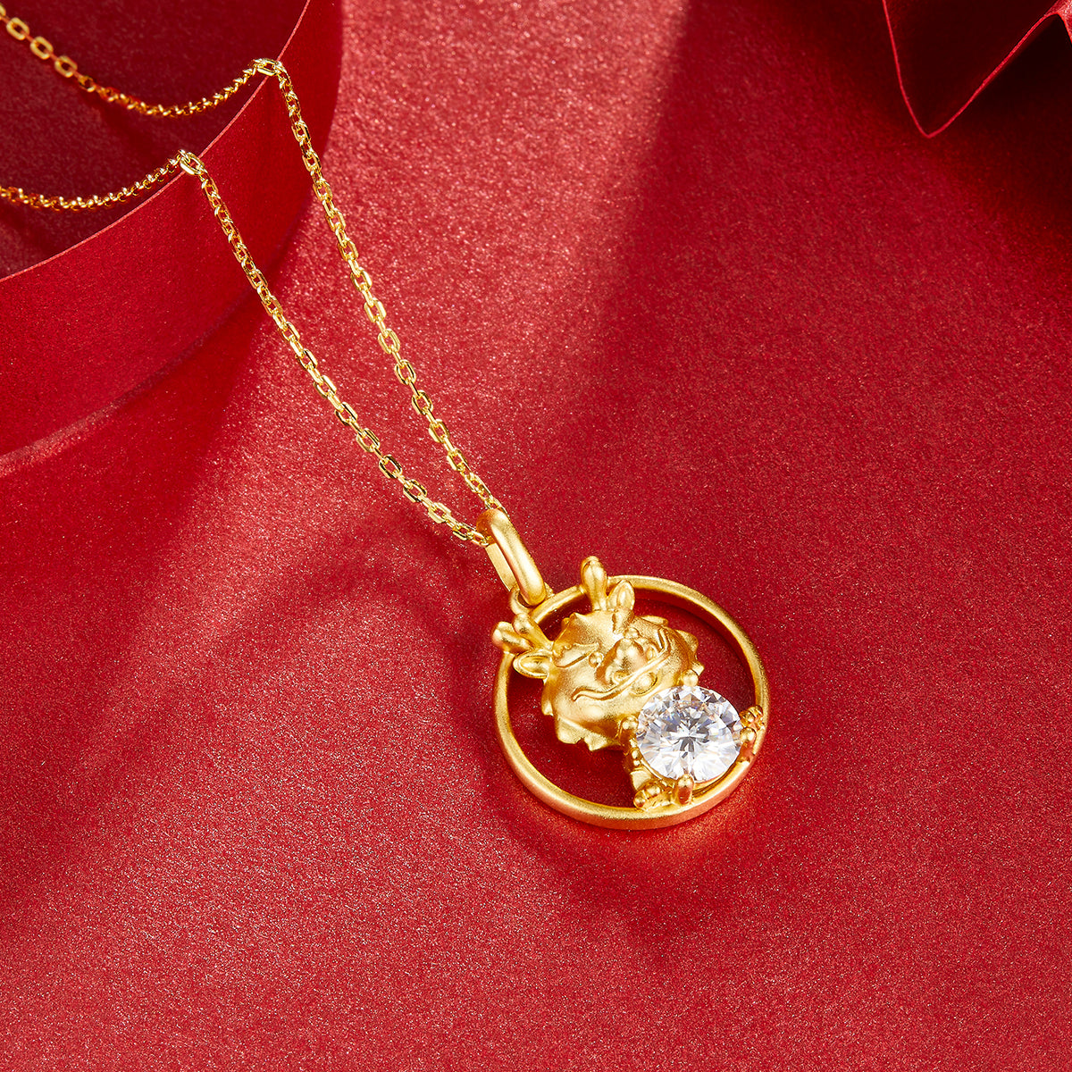 1.0 CT Moissanite Chinese Zodiac Dragon Necklace in Sterling Silver#5