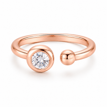 1.0 CT D Color Moissanite Bubble Open Ring in Rose Gold Plated Sterling Silver