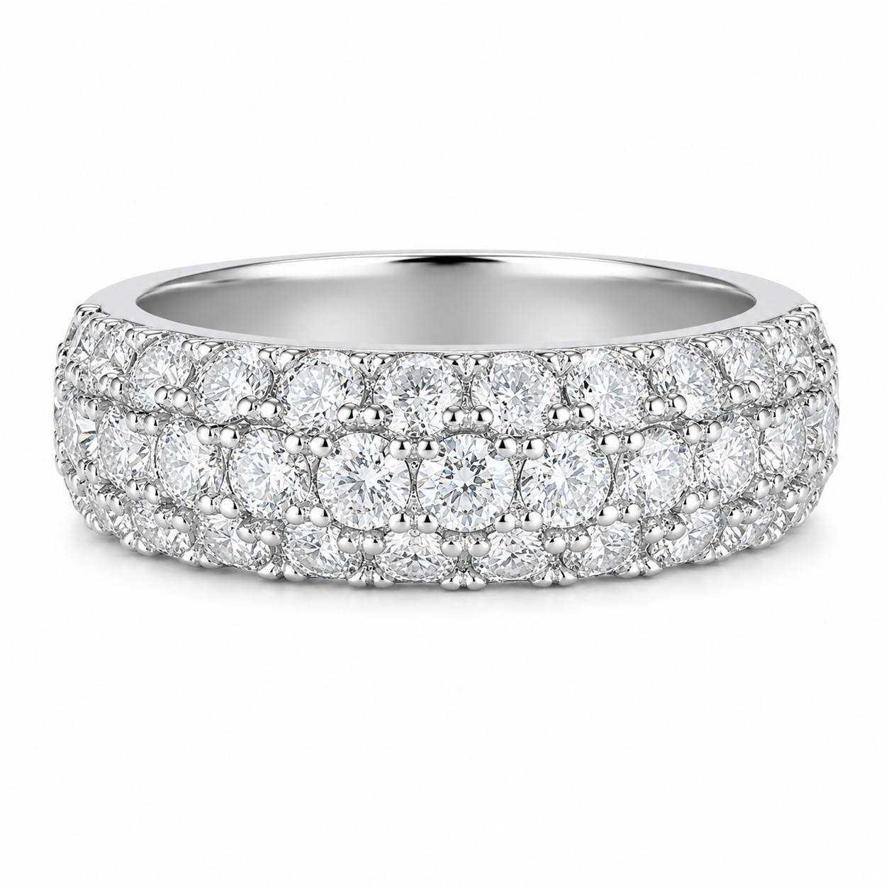 1.92 CT Moissanite Melee Ring in 18K White Gold Plated Sterling Silver