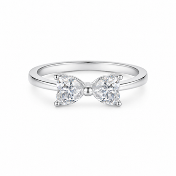 1.0 CT Main Stone (5.0mm) Heart Cut Moissanite Ring in 18K White Gold Plated Sterling Silver