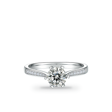 1.0 CT D Color Moissanite Pave Spinning Fortune Straight Shank Ring in White Gold Plated Sterling Silver - centered product image - AI test - 20260531-ai-test-v4-lv-shadow-strong