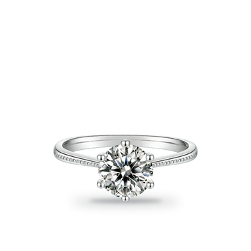 1.0 CT D Color Moissanite Milgrain Promise Straight Shank Ring in White Gold Plated Sterling Silver - centered product image - AI test - 20260531-ai-test-v4-lv-shadow-strong