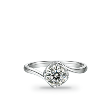 1.0 CT D Color Moissanite Flower Bud Twisted Shank Ring in White Gold Plated Sterling Silver - centered product image - AI test - 20260531-ai-test-v4-lv-shadow-strong