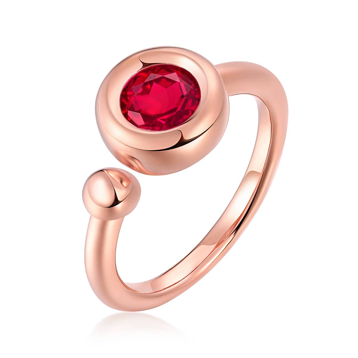 1.0 CT D Color Moissanite Bubble Open Ring in Rose Gold Plated Sterling Silver#1