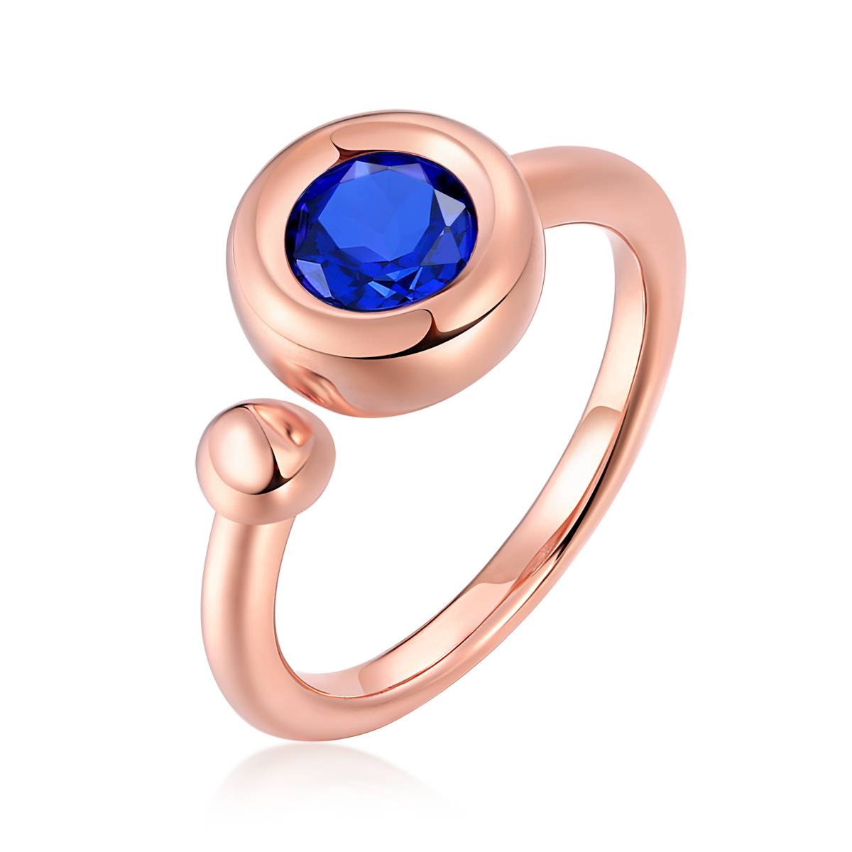 1.0 CT D Color Moissanite Bubble Open Ring in Rose Gold Plated Sterling Silver#2