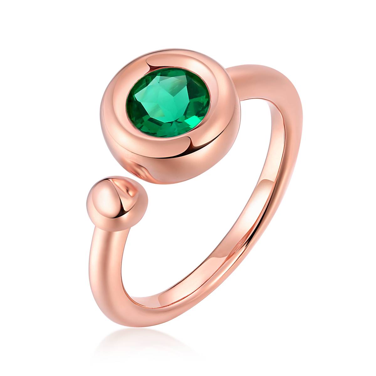 1.0 CT D Color Moissanite Bubble Open Ring in Rose Gold Plated Sterling Silver#3