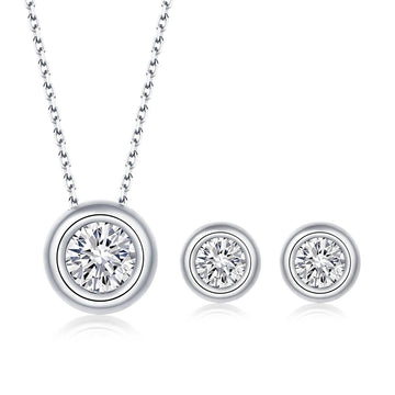Moissanite Bubble Pendant, Earrings & Bracelet Set in White Gold Plated Sterling Silver#3