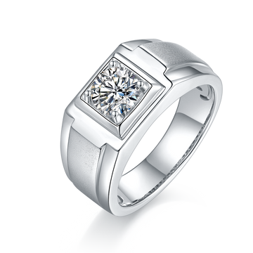 1.0 CT D Color Moissanite Streetwear Men's Band in White Gold Plated Sterling Silver#0