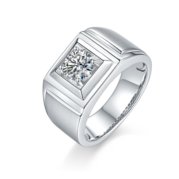 1.0 CT D Color Moissanite Charismatic Men's Band in White Gold Plated Sterling Silver#0