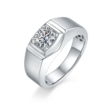1.0 CT D Color Moissanite Rebel Men's Band in White Gold Plated Sterling Silver#0