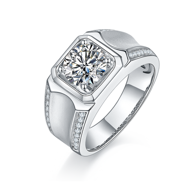 2.0 CT D Color Moissanite Dapper Men's Band in White Gold Plated Sterling Silver#0