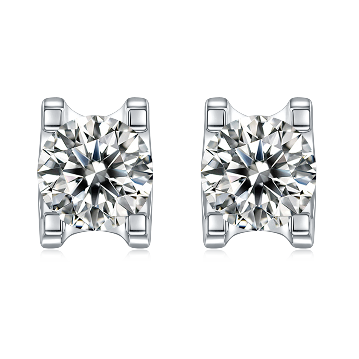 Moissanite Classic Peg Head Pendant & Stud Earrings Set in White Gold Plated Sterling Silver#1