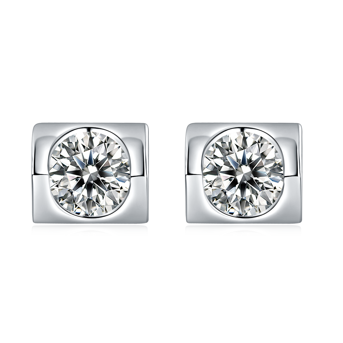Moissanite Angel Kiss Pendant & Stud Earrings Set in White Gold Plated Sterling Silver#1