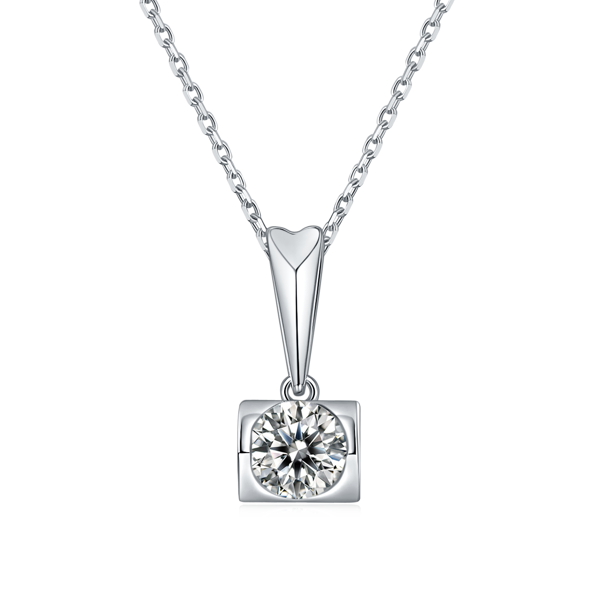 Moissanite Angel Kiss Pendant & Stud Earrings Set in White Gold Plated Sterling Silver#0