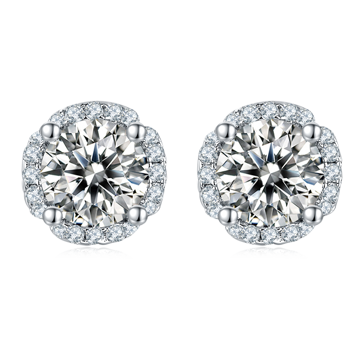 Moissanite In the Mood for Love Pendant & Stud Earrings Set in White Gold Plated Sterling Silver#1