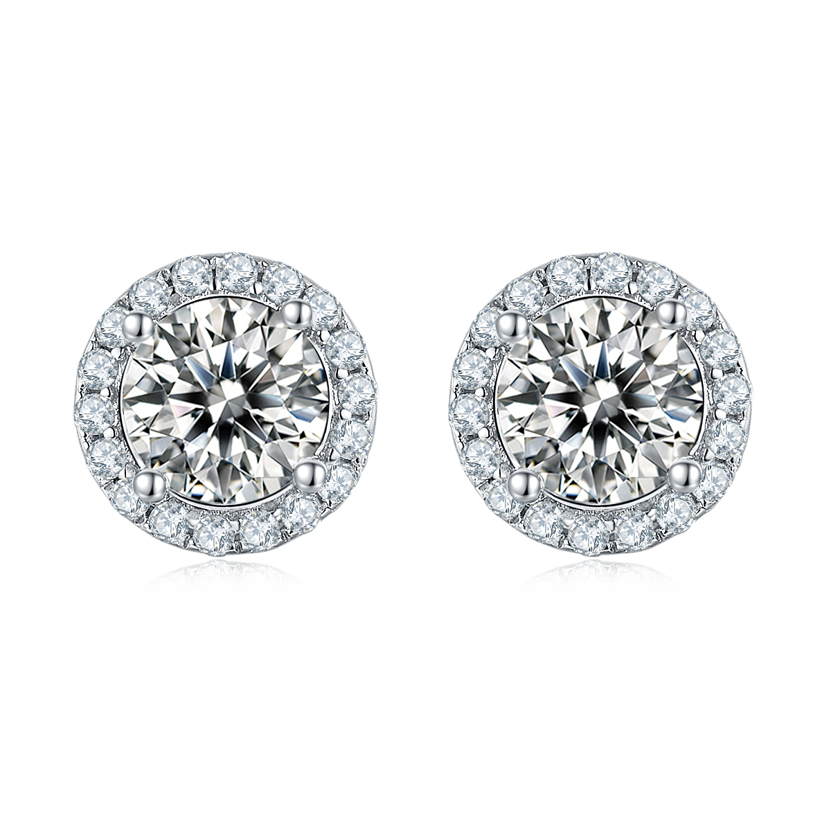 Bezel Set Moissanite Classic Pendant & Stud Earrings Set in White Gold Plated Sterling Silver#1