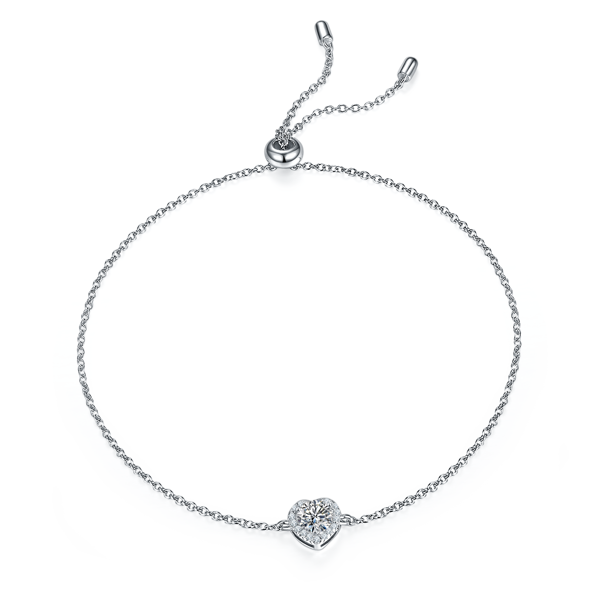 Moissanite Wholehearted Pendant & Stud Earrings Set in White Gold Plated Sterling Silver#2