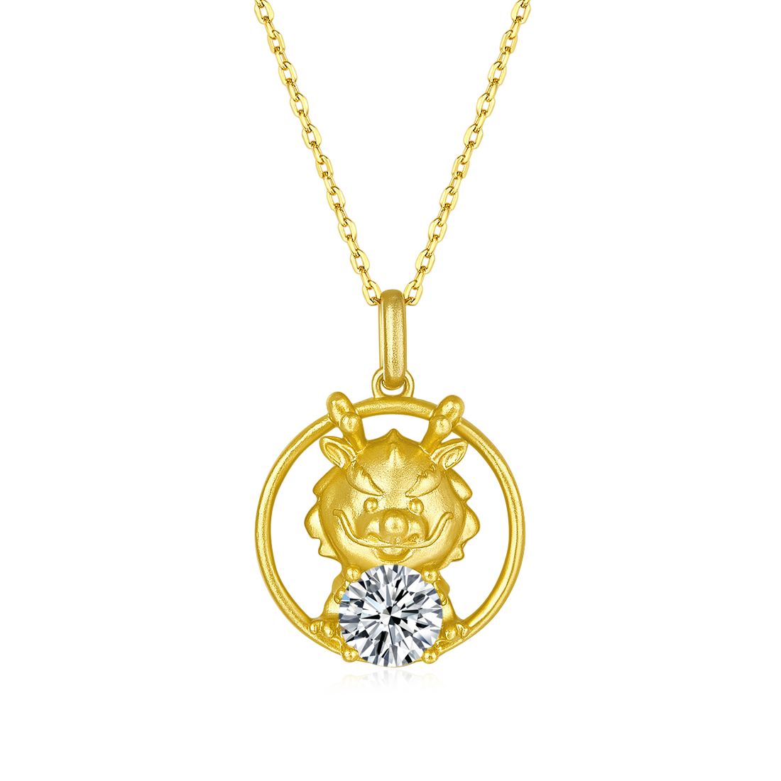 1.0 CT Moissanite Chinese Zodiac Dragon Necklace in Sterling Silver#0