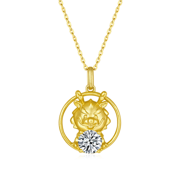1.0 CT Moissanite Chinese Zodiac Dragon Necklace in Sterling Silver#0