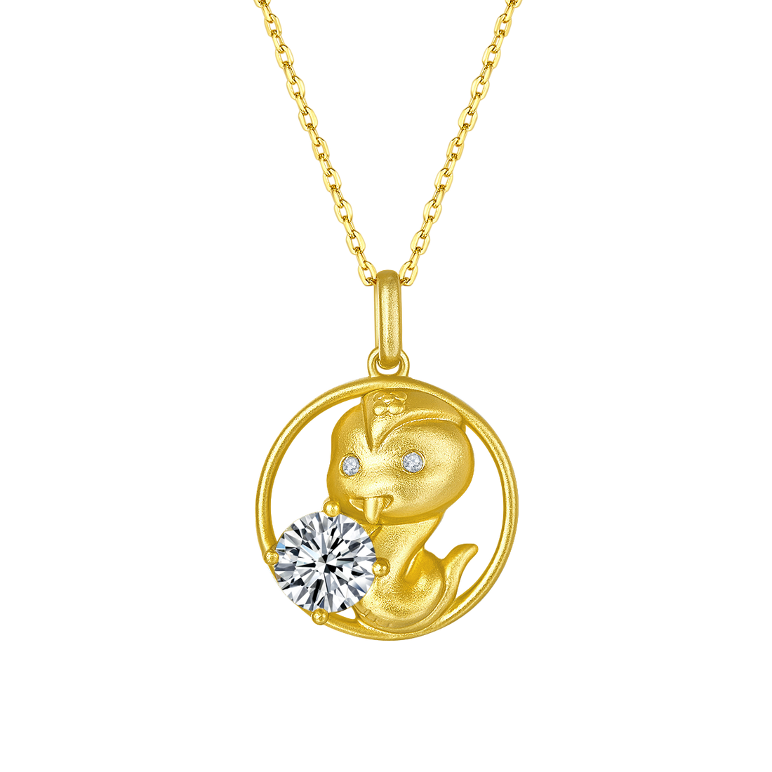 1.0 CT Moissanite Chinese Zodiac Snake Necklace in Sterling Silver#0