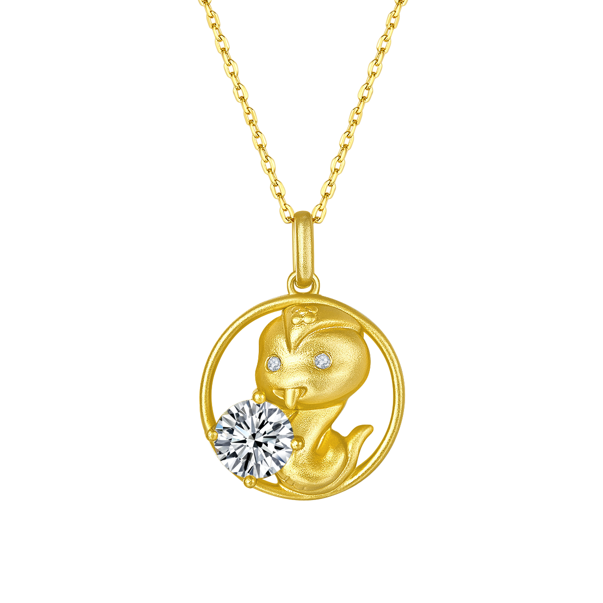 1.0 CT Moissanite Chinese Zodiac Snake Necklace in Sterling Silver#0