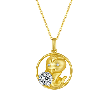1.0 CT Moissanite Chinese Zodiac Snake Necklace in Sterling Silver#0