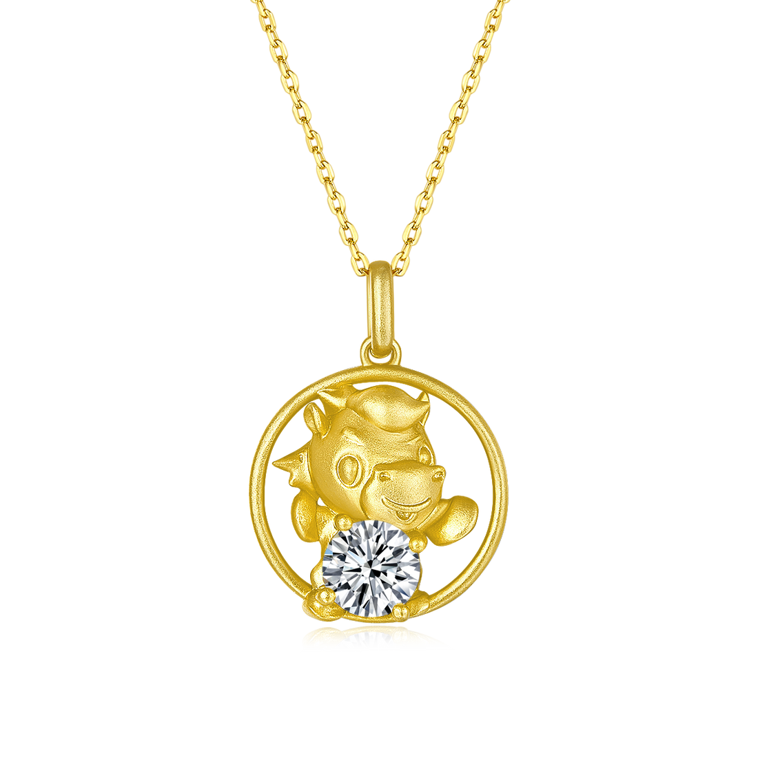 1.0 CT Moissanite Chinese Zodiac Horse Necklace in Sterling Silver#0
