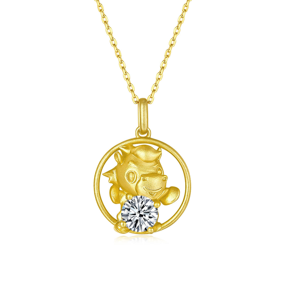 1.0 CT Moissanite Chinese Zodiac Horse Necklace in Sterling Silver#0