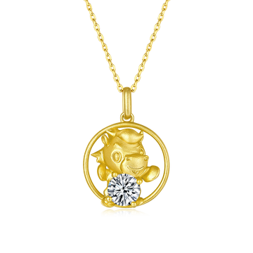 1.0 CT Moissanite Chinese Zodiac Horse Necklace in Sterling Silver#0