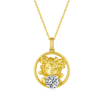 1.0 CT Moissanite Chinese Zodiac Goat Necklace in Sterling Silver#0