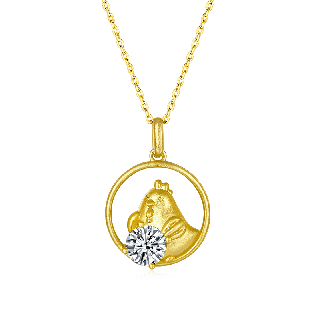 1.0 CT Moissanite Chinese Zodiac Rooster Necklace in Sterling Silver#0