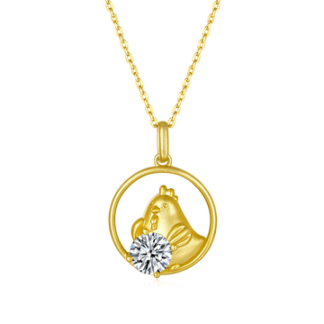 1.0 CT Moissanite Chinese Zodiac Rooster Necklace in Sterling Silver#0