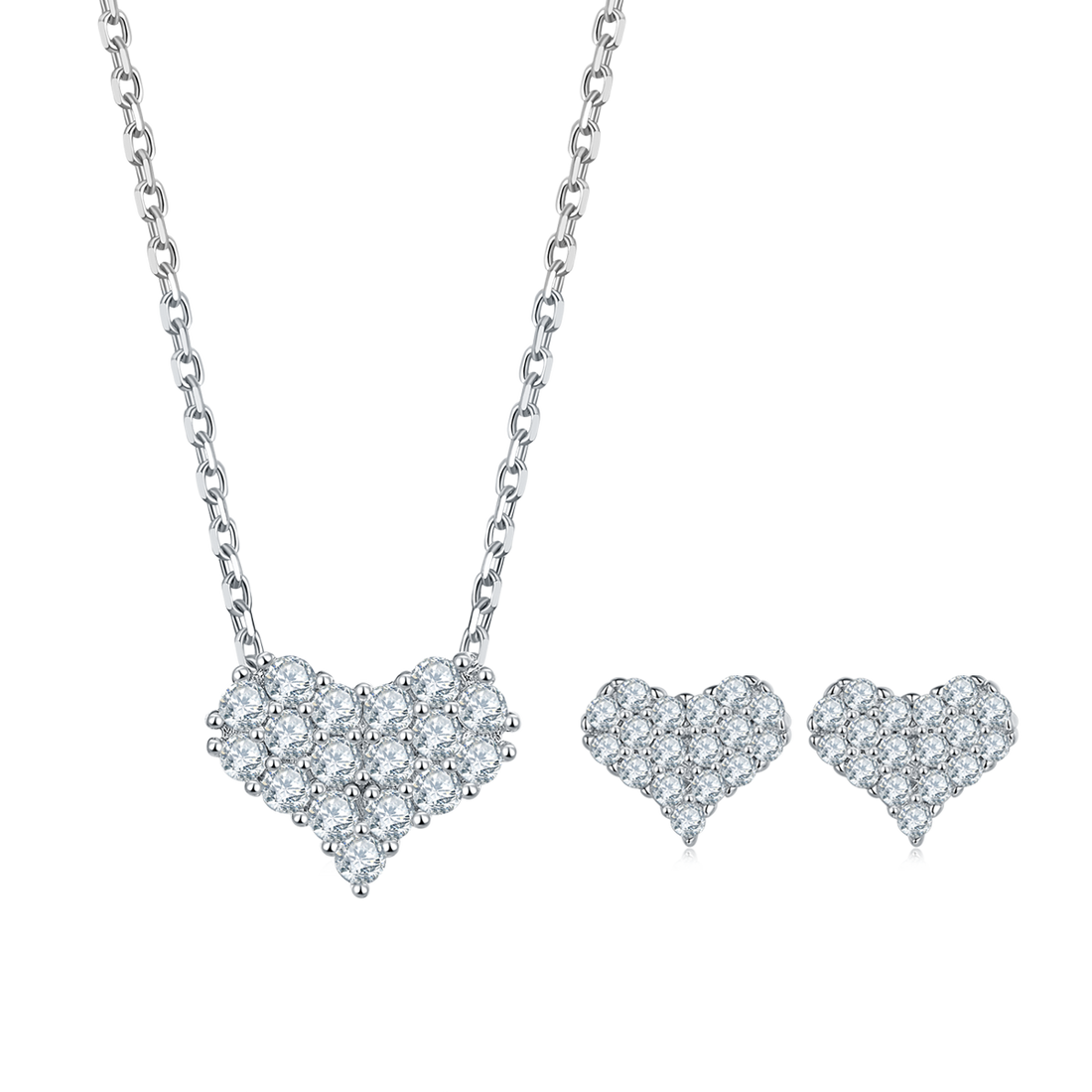 Moissanite Love at First Sight Pendant, Earrings & Bracelet Set in Sterling Silver#4