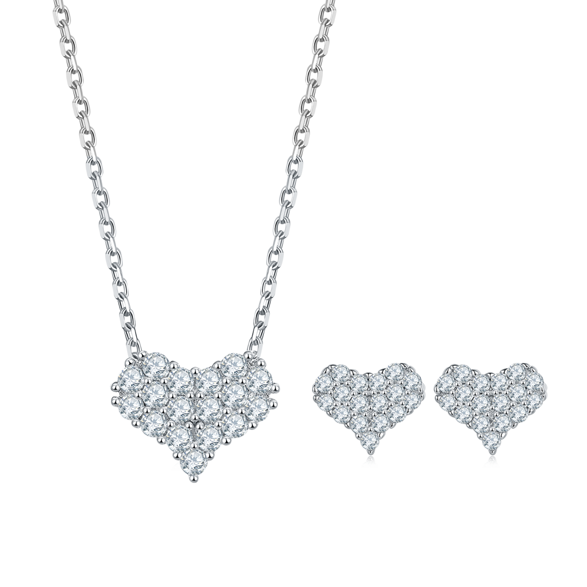 Moissanite Love at First Sight Pendant, Earrings & Bracelet Set in Sterling Silver#4