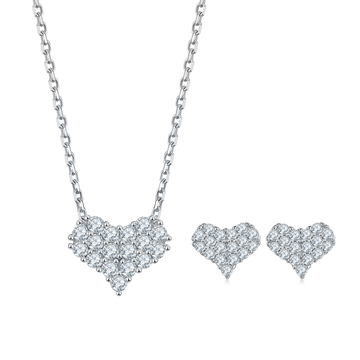 Moissanite Love at First Sight Pendant, Earrings & Bracelet Set in Sterling Silver#4