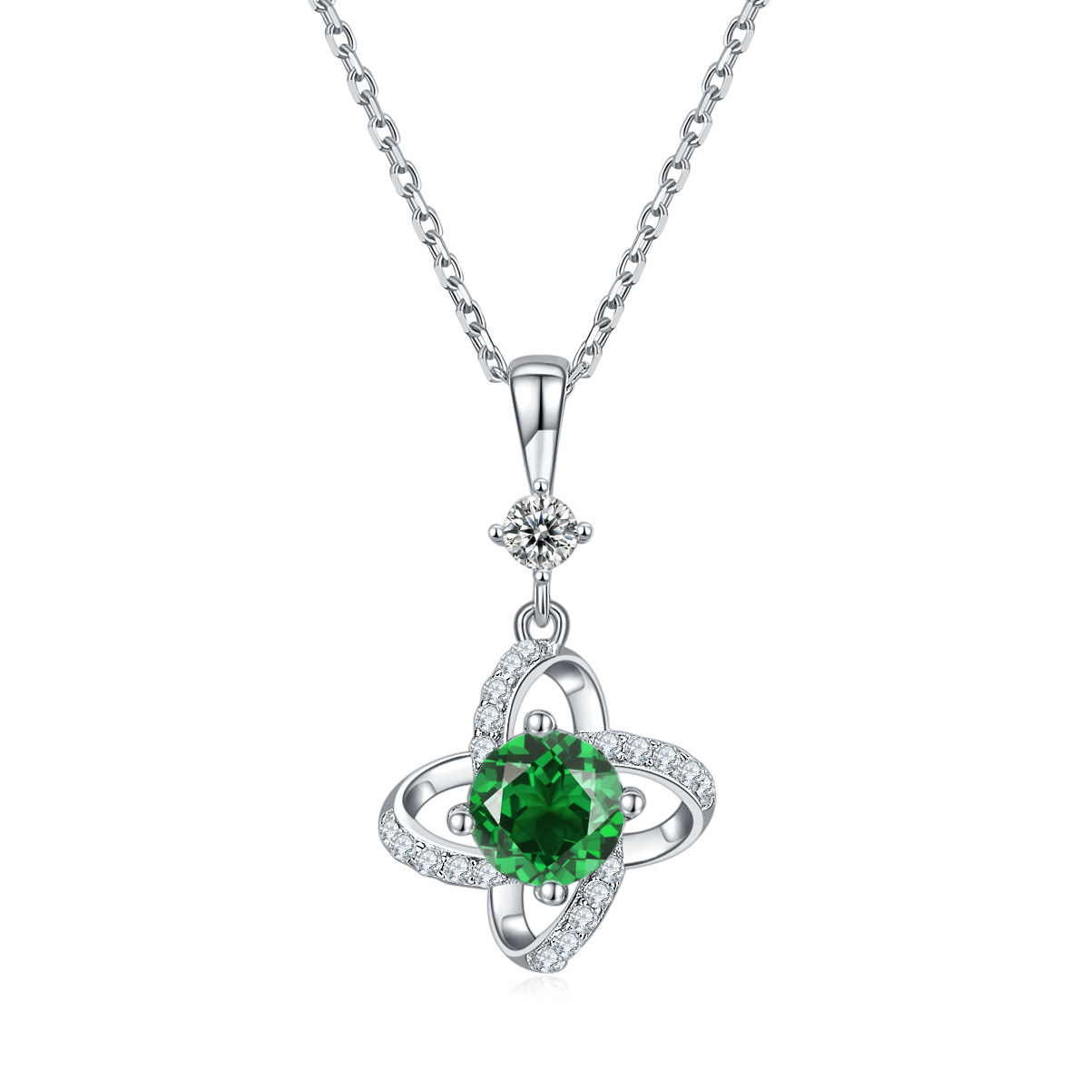 1.0 CT Moissanite & Colored Gemstone Windmill Necklace & Earrings Set in White Gold Plated Sterling Silver#6