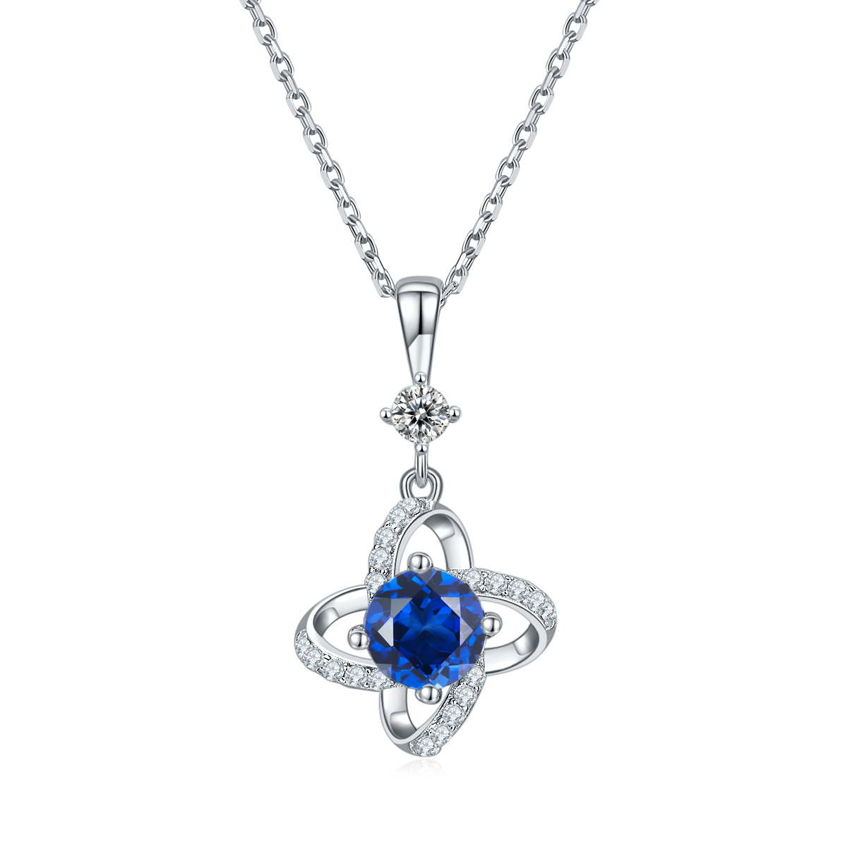 1.0 CT Moissanite & Colored Gemstone Windmill Necklace & Earrings Set in White Gold Plated Sterling Silver#4