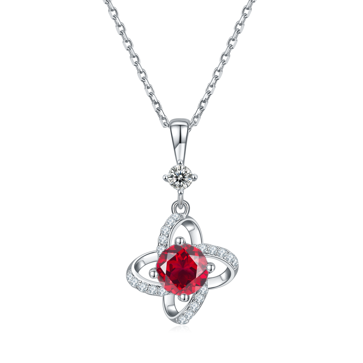 1.0 CT Moissanite & Colored Gemstone Windmill Necklace & Earrings Set in White Gold Plated Sterling Silver#2