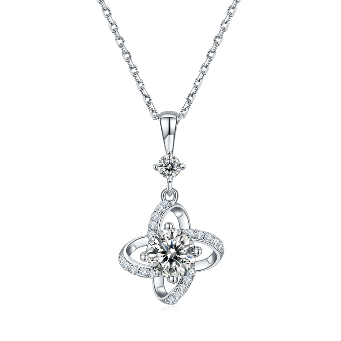 1.0 CT Moissanite & Colored Gemstone Windmill Necklace & Earrings Set in White Gold Plated Sterling Silver#0