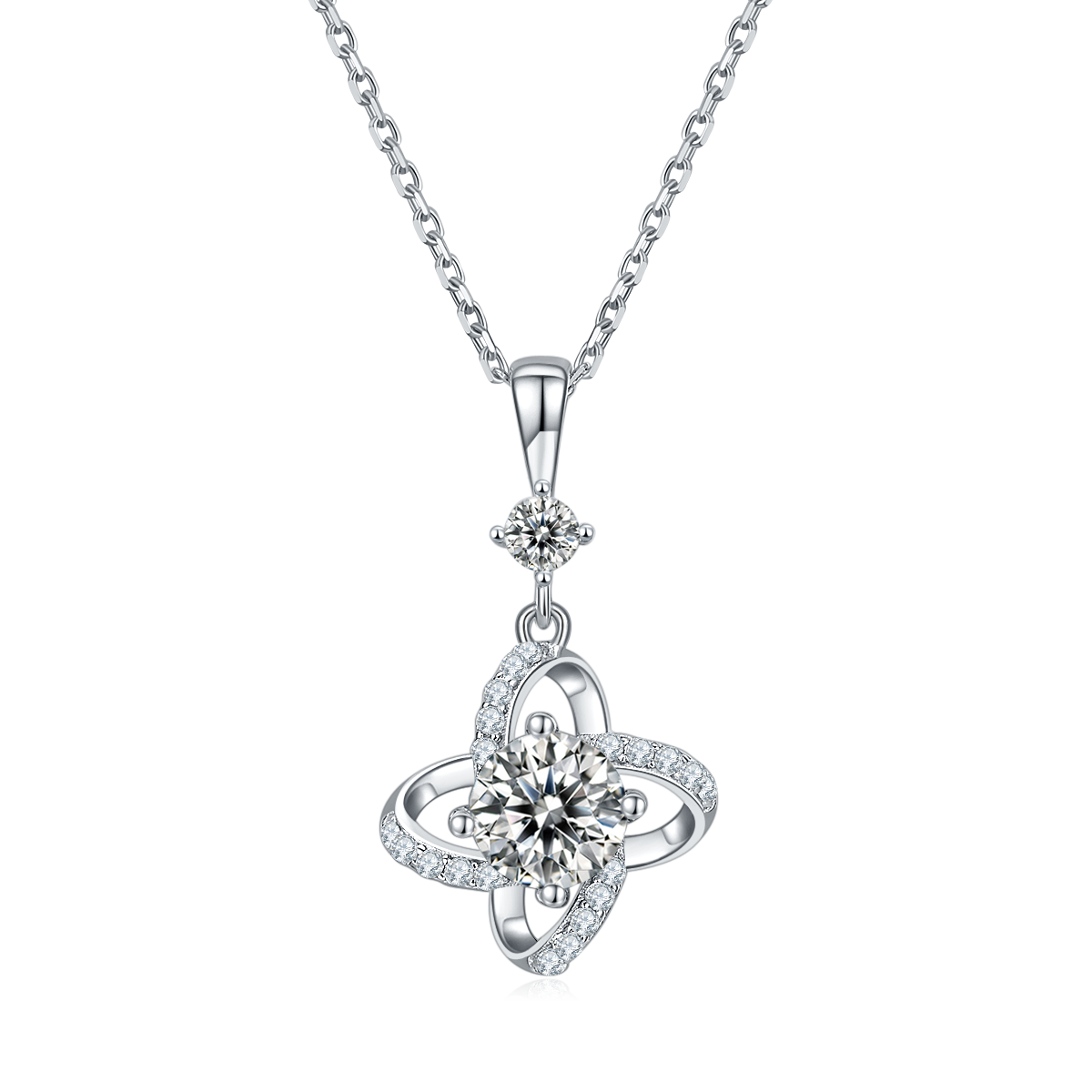 1.0 CT Moissanite & Colored Gemstone Windmill Necklace & Earrings Set in White Gold Plated Sterling Silver#0