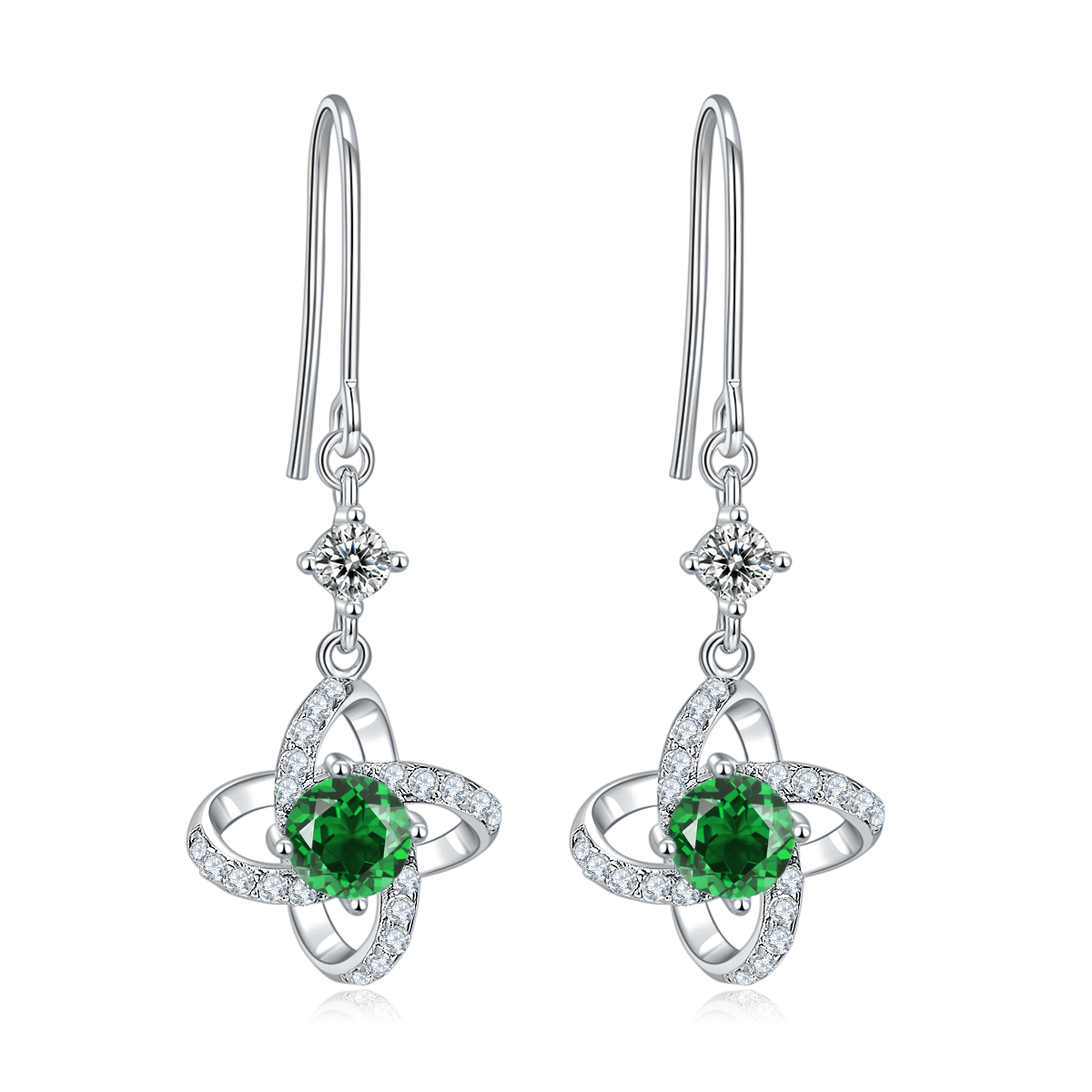 1.0 CT Moissanite & Colored Gemstone Windmill Necklace & Earrings Set in White Gold Plated Sterling Silver#7