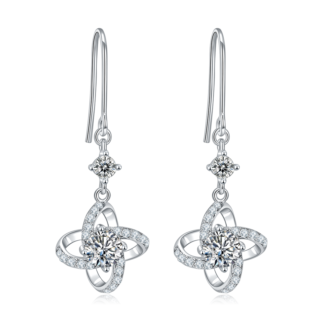 1.0 CT Moissanite & Colored Gemstone Windmill Necklace & Earrings Set in White Gold Plated Sterling Silver#0