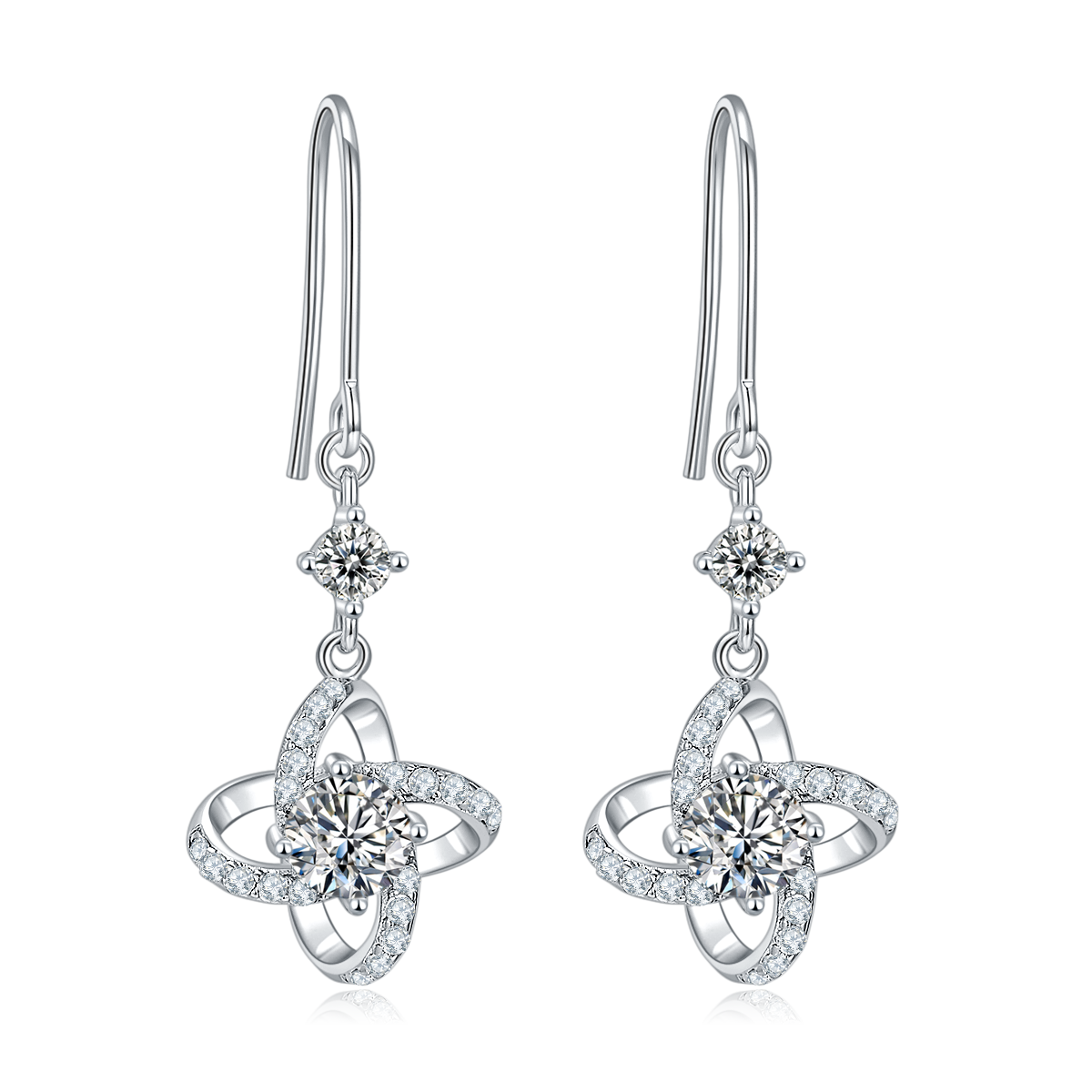 1.0 CT Moissanite & Colored Gemstone Windmill Necklace & Earrings Set in White Gold Plated Sterling Silver#1